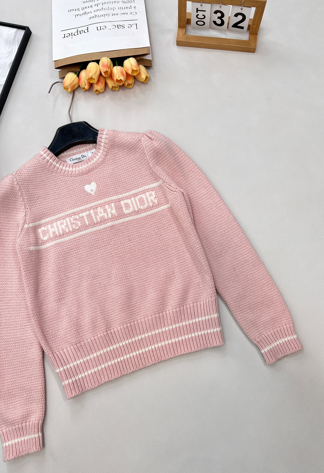 🆕Dior 爱心刺绣字母提花长袖针织毛衣⭐️学院风迪奥新系列单品 采用德国🇩🇪进口机织出！面料细嫩柔滑 