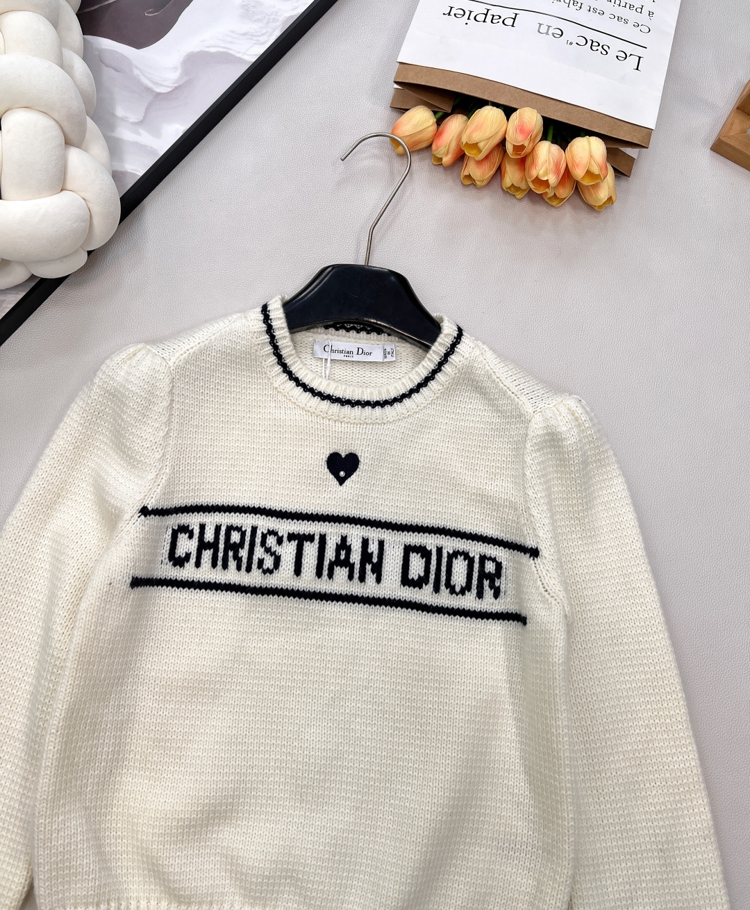 🆕Dior 爱心刺绣字母提花长袖针织毛衣⭐️学院风迪奥新系列单品 采用德国🇩🇪进口机织出！面料细嫩柔滑 