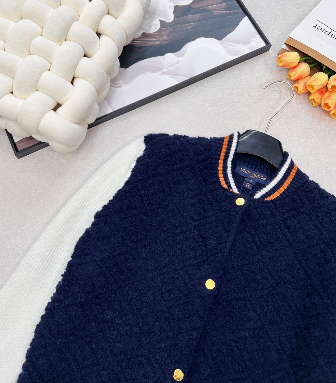 🆕Louis Vuitton2025新款提花针织拉链棒球拼色外套，滑雪🎿系列#定制YB羊毛纱线织造，提花
