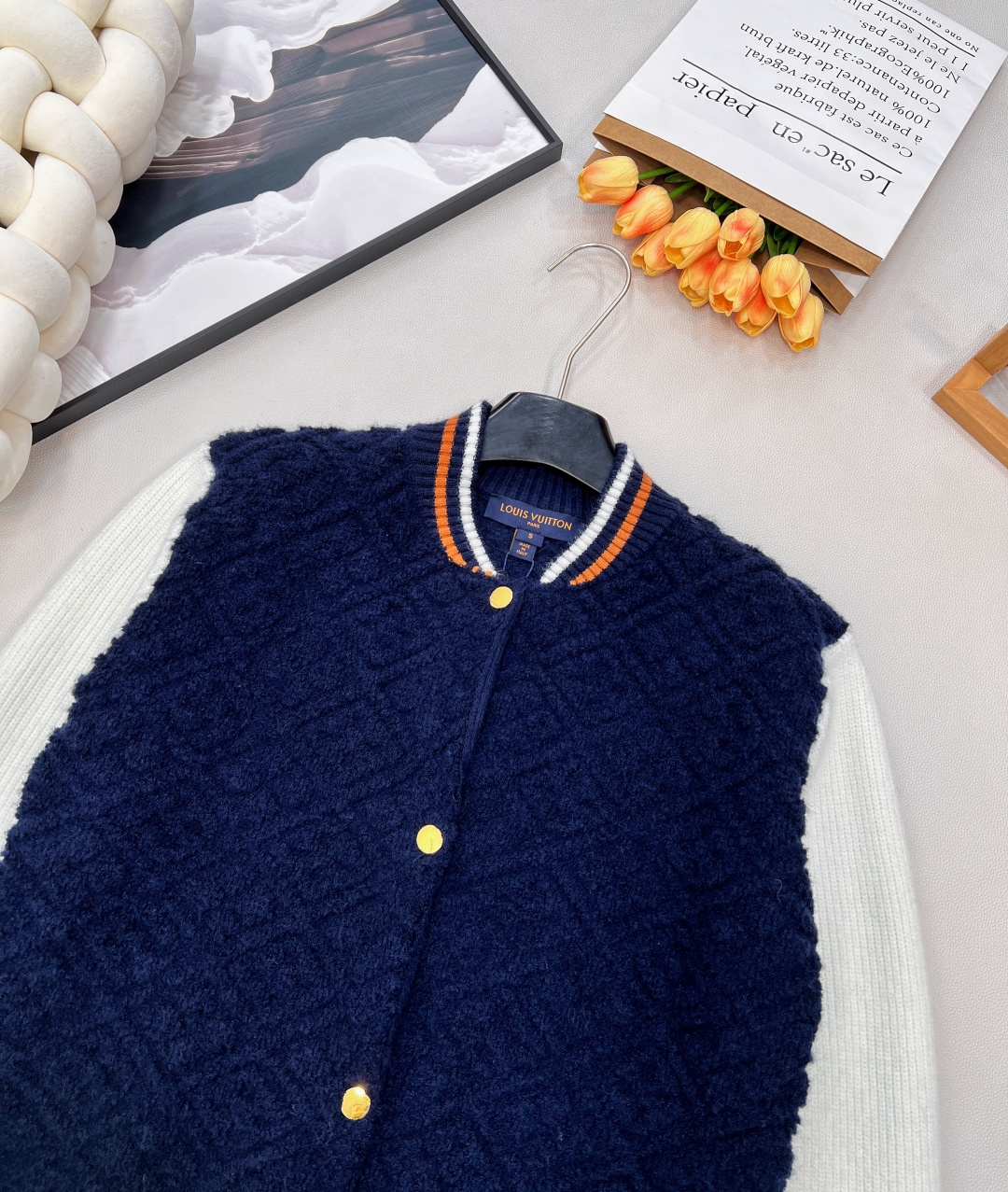 🆕Louis Vuitton2025新款提花针织拉链棒球拼色外套，滑雪🎿系列#定制YB羊毛纱线织造，提花