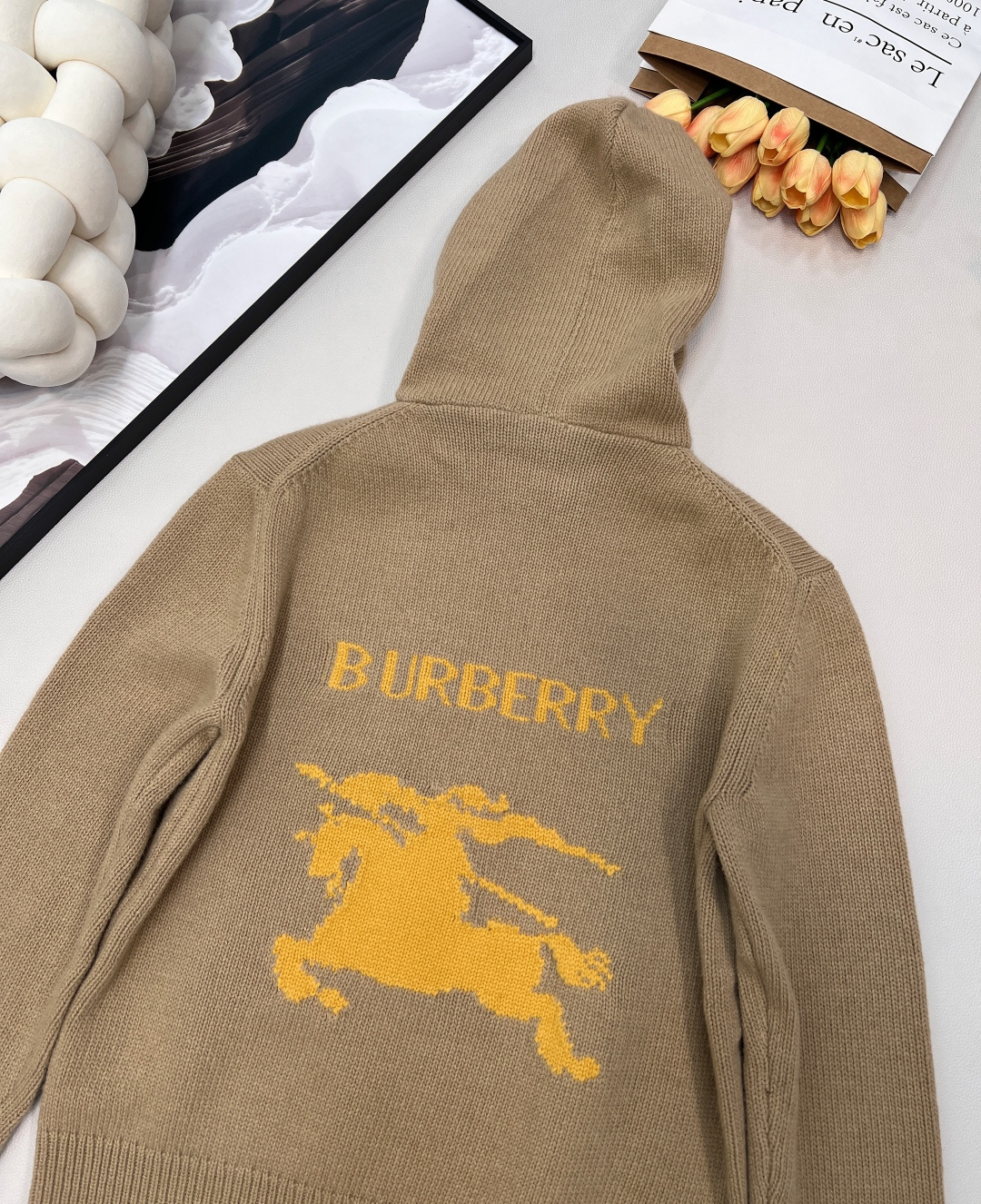 🆕Burbrery 25FW秋冬新款 羊毛羊绒拉链连帽针织外套丨⚠独家yb开发！高版出品！精选71%绵羊