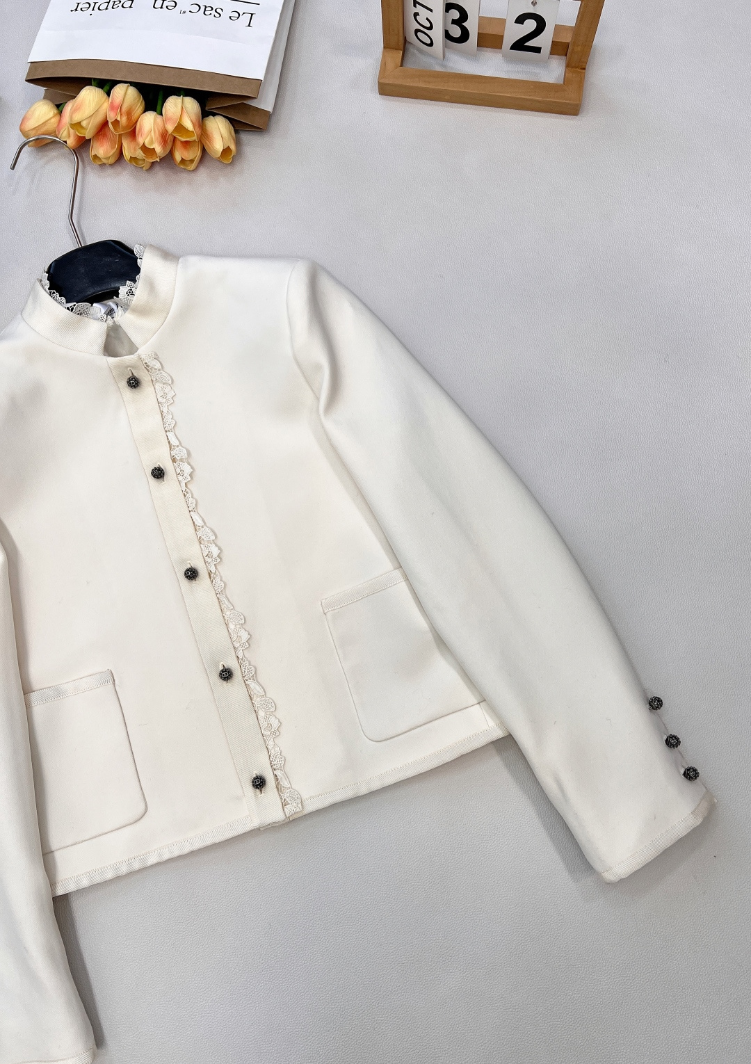 🆕Dioi2025新款小立领绣花西装外套，定制YB进口百分百丝毛材质 质感光泽 垂感更强 品相高级 小立