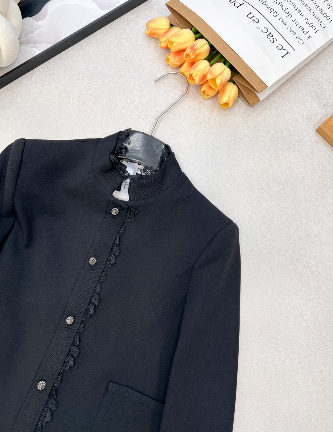 🆕Dioi2025新款小立领绣花西装外套，定制YB进口百分百丝毛材质 质感光泽 垂感更强 品相高级 小立