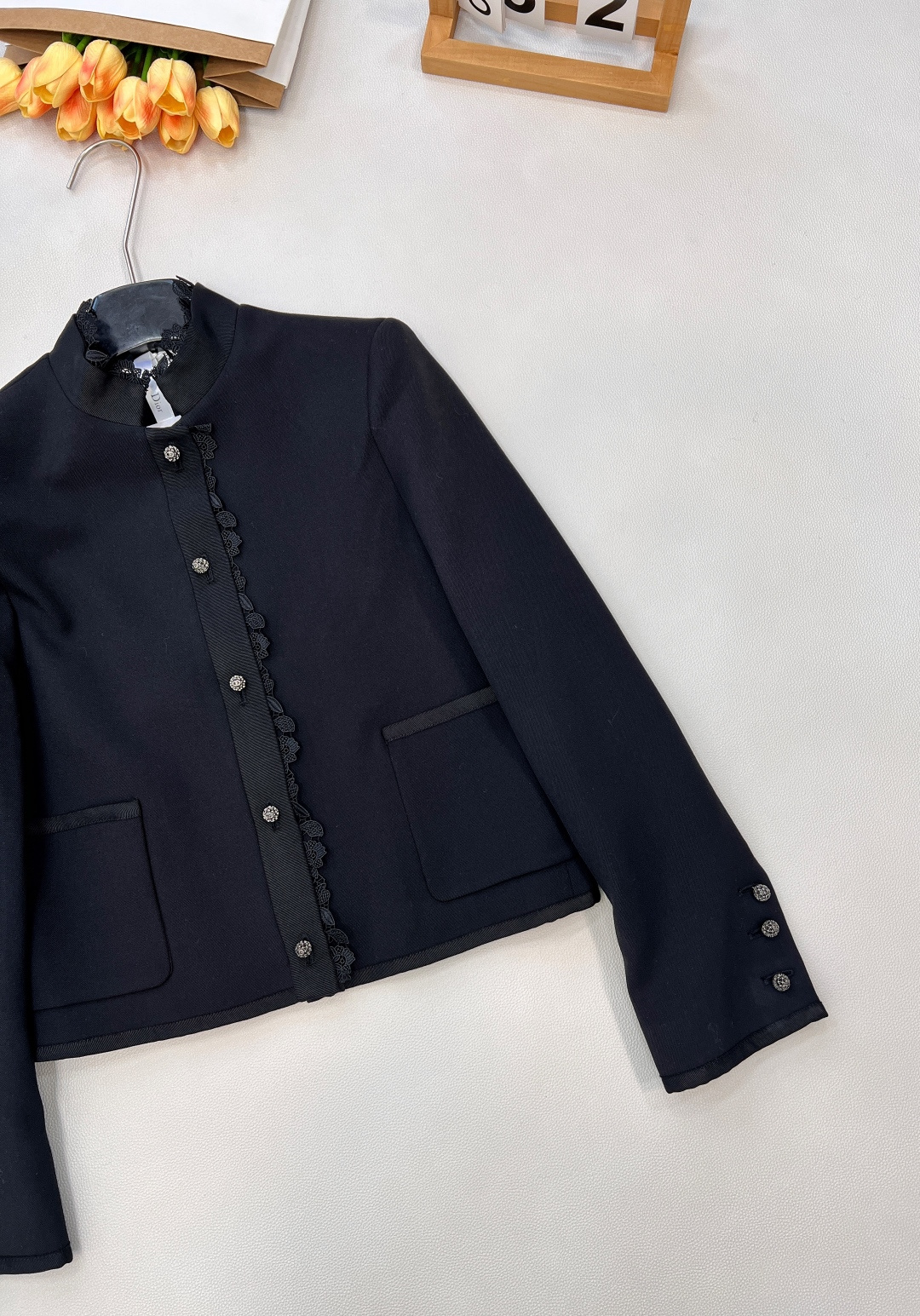 🆕Dioi2025新款小立领绣花西装外套，定制YB进口百分百丝毛材质 质感光泽 垂感更强 品相高级 小立