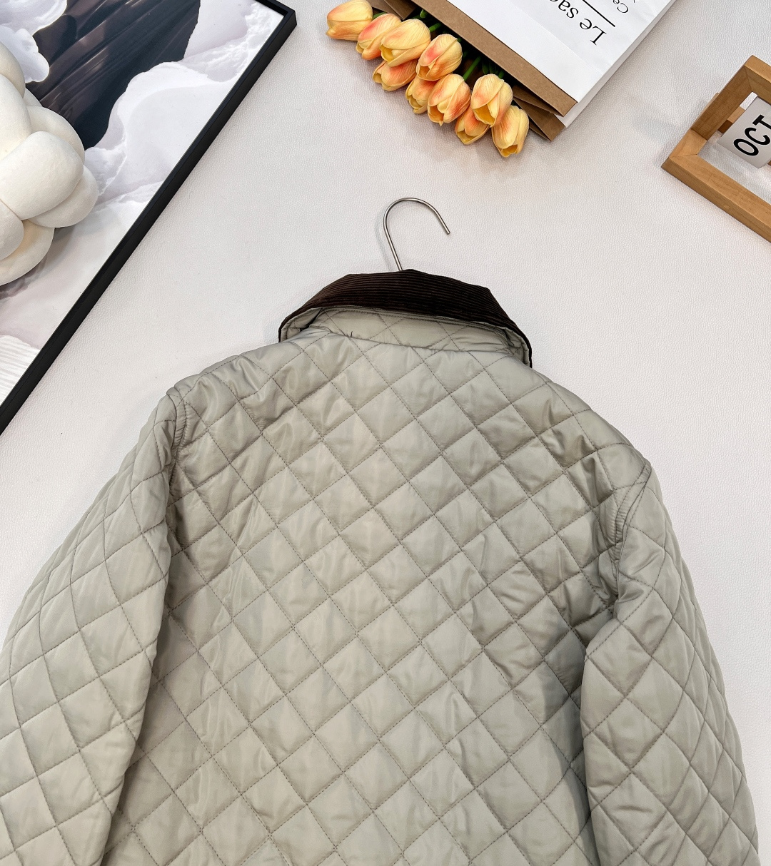 🆕Loewe2025新款灯芯绒领菱格纹棉服外套，定制YB防风防水尼龙材质，羽绒棉填充内里，整件轻盈保暖，