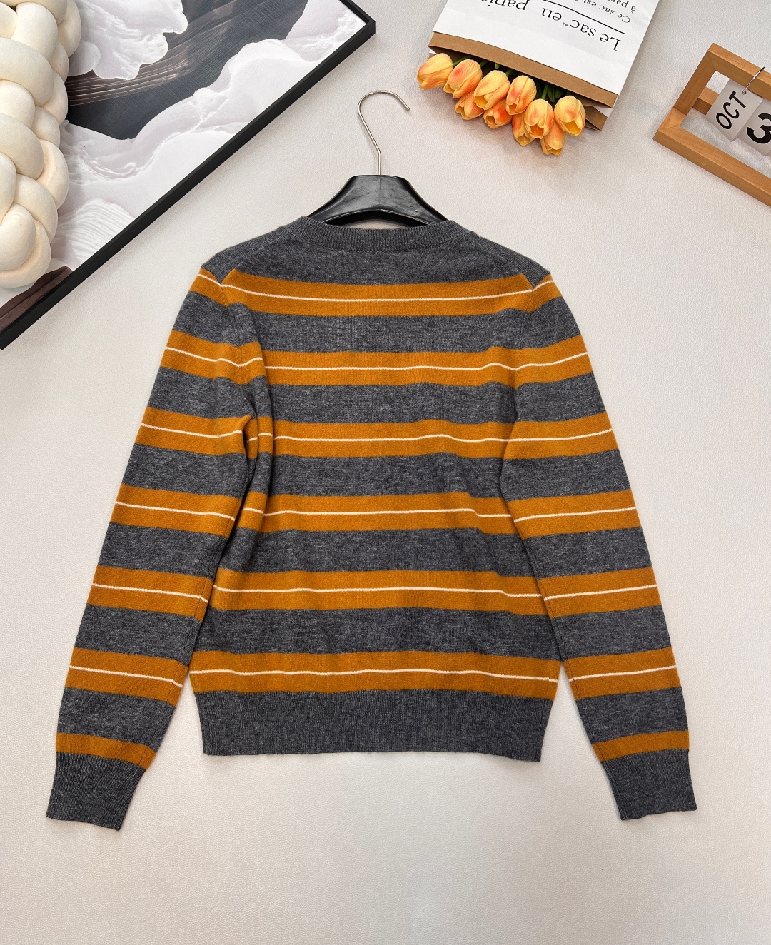 🆕Miumiu25Fw早秋新款 撞色条纹羊绒针织开衫丨⚠独家高版出品！山羊绒混纺面料，自带云朵般的轻软蓬