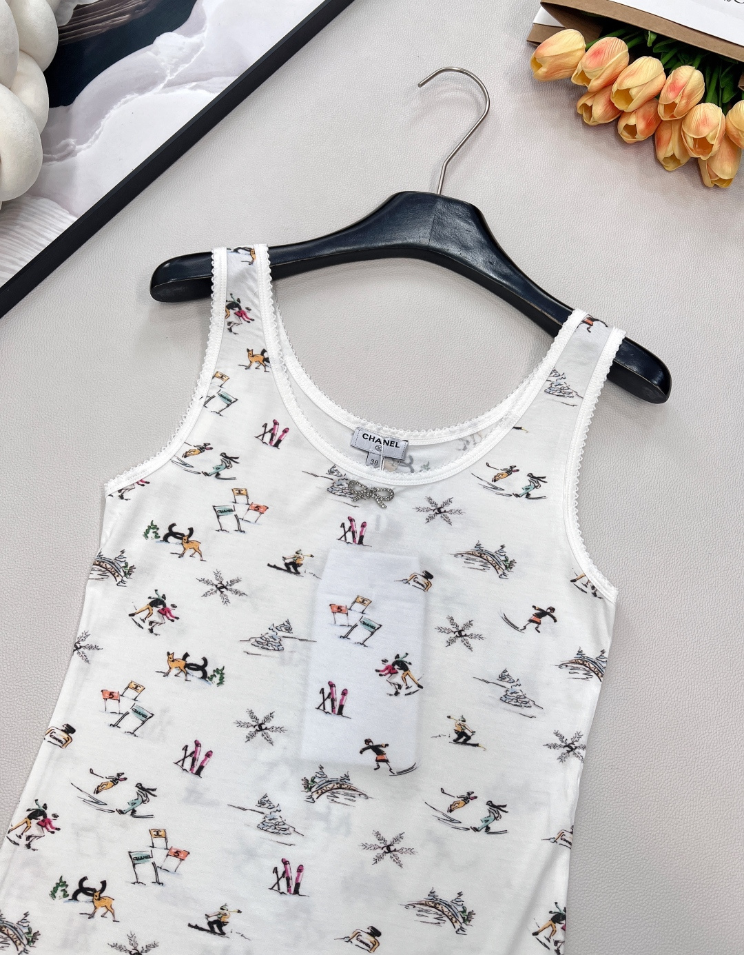 🆕Chanel2025新品圆领印花背心，25coco滑雪🎿系列#定制YB丝绵材质，质感舒适，弹力十足，修