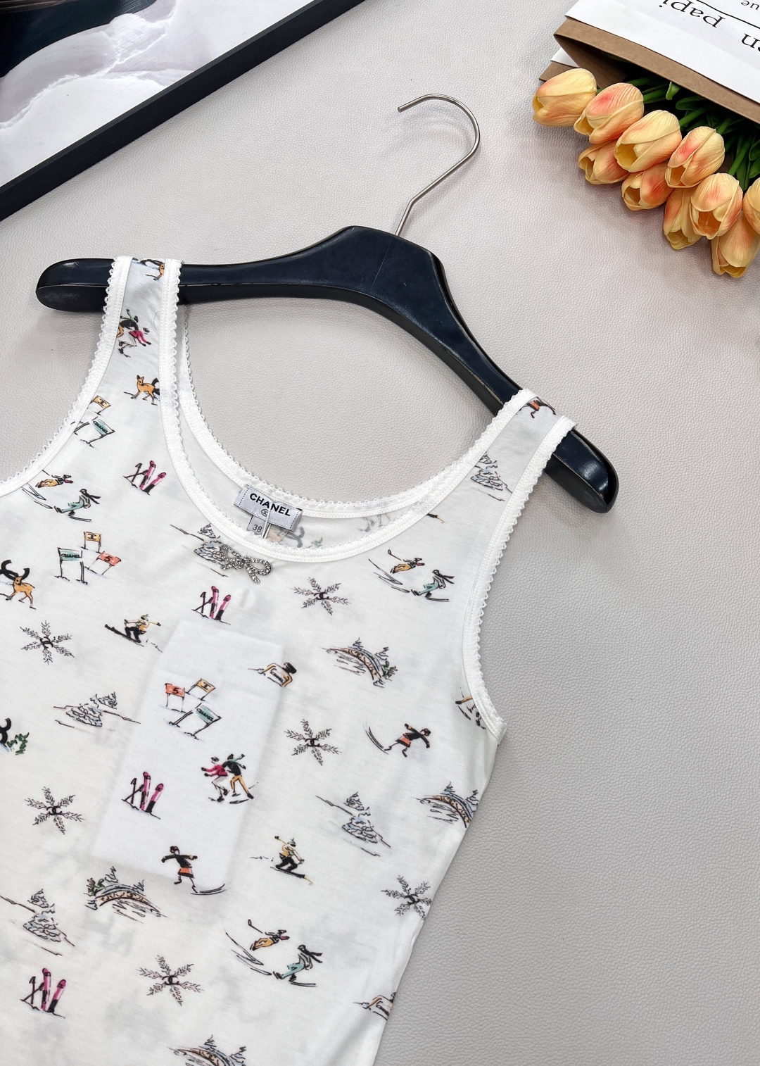 🆕Chanel2025新品圆领印花背心，25coco滑雪🎿系列#定制YB丝绵材质，质感舒适，弹力十足，修