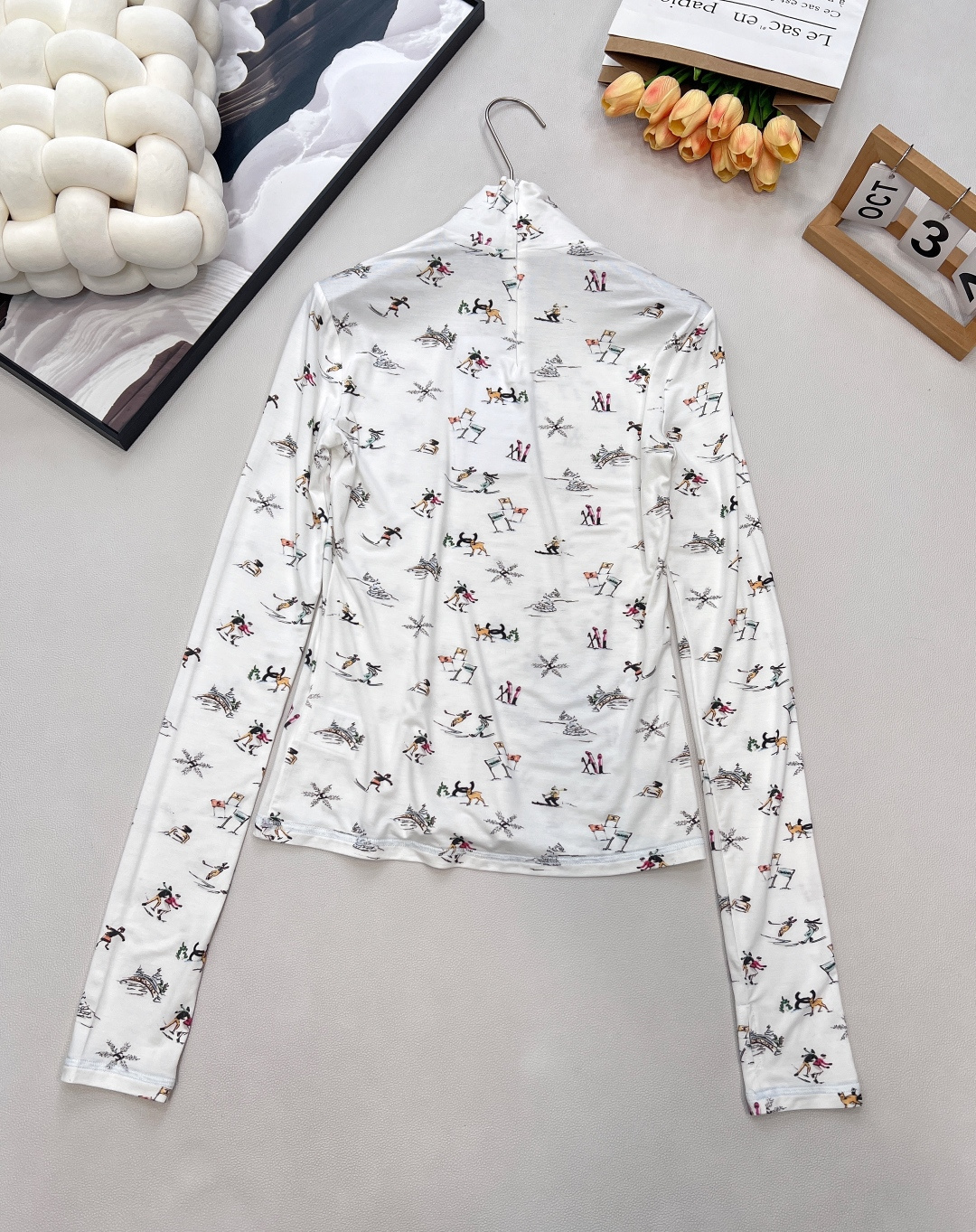 🆕Chanel2025新品印花高领长袖T恤，25coco滑雪🎿系列#定制YB丝绵材质，质感舒适，弹力十足