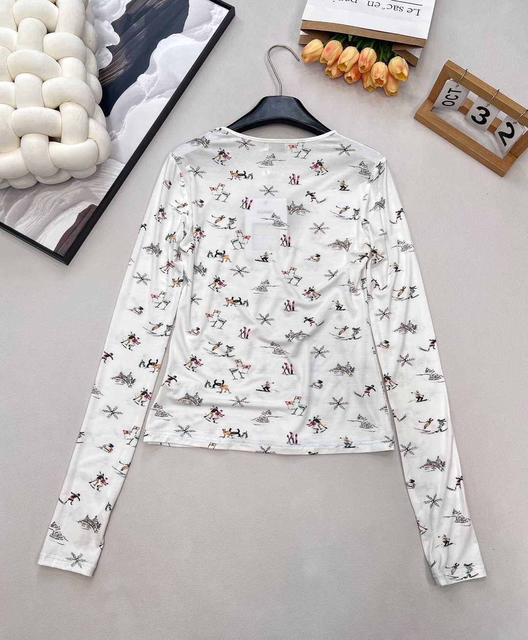 🆕Chanel2025新品圆领印长袖T恤，25coco滑雪🎿系列#定制YB丝绵材质，质感舒适，弹力十足，