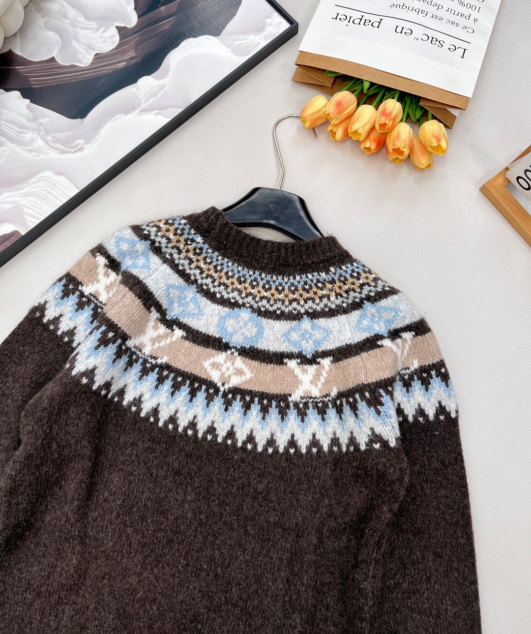 🆕Louis Vuitton 25FW秋冬滑雪系列棕色费尔岛针织毛衣丨⚠独家高版出品！选用羊驼毛混纺针织