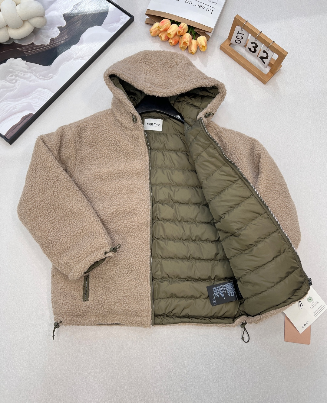 🆕MiuMiu25Fw秋冬新款拉链连帽泰迪羽绒服外套丨⚠独家yb开发！高版出品！以泰迪毛绒+哑光羽绒拼接