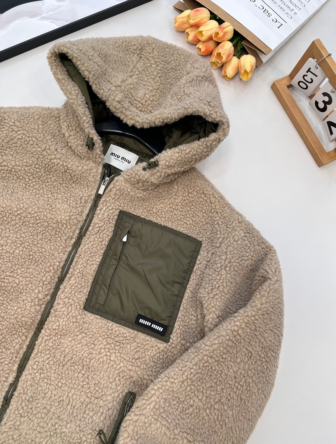 🆕MiuMiu25Fw秋冬新款拉链连帽泰迪羽绒服外套丨⚠独家yb开发！高版出品！以泰迪毛绒+哑光羽绒拼接