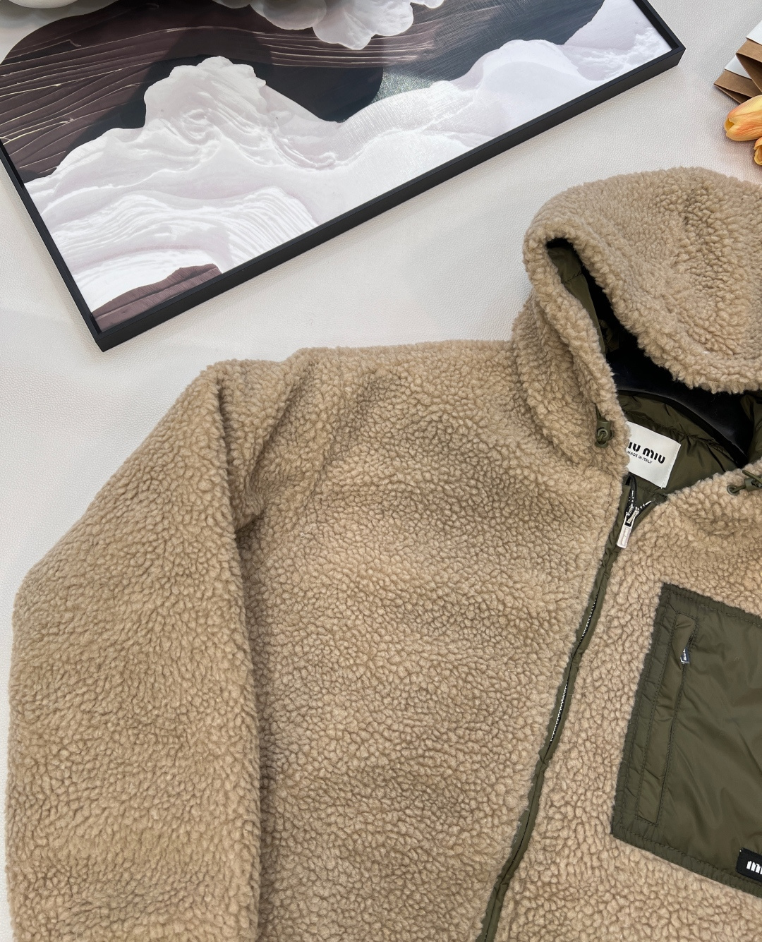 🆕MiuMiu25Fw秋冬新款拉链连帽泰迪羽绒服外套丨⚠独家yb开发！高版出品！以泰迪毛绒+哑光羽绒拼接
