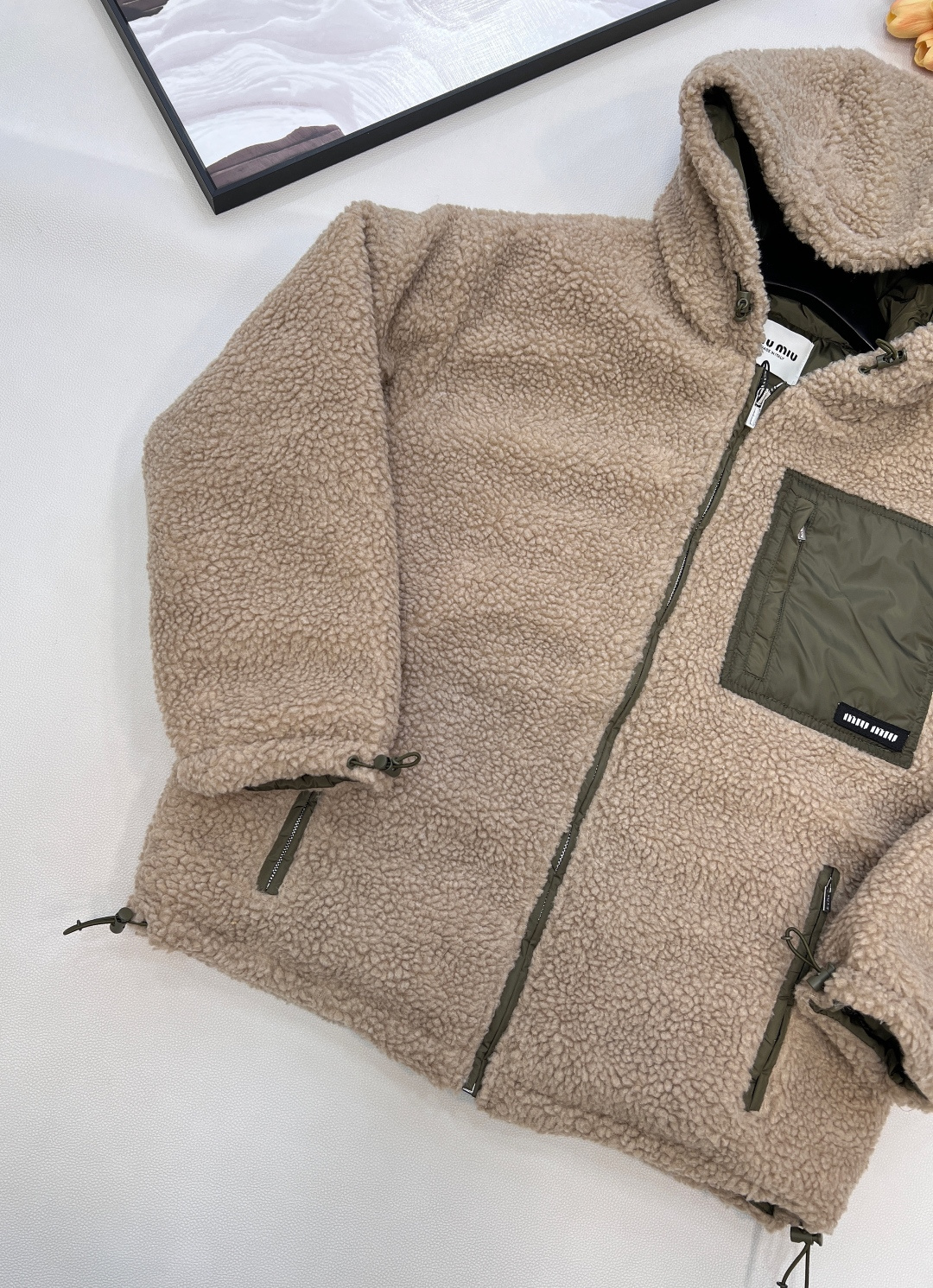 🆕MiuMiu25Fw秋冬新款拉链连帽泰迪羽绒服外套丨⚠独家yb开发！高版出品！以泰迪毛绒+哑光羽绒拼接