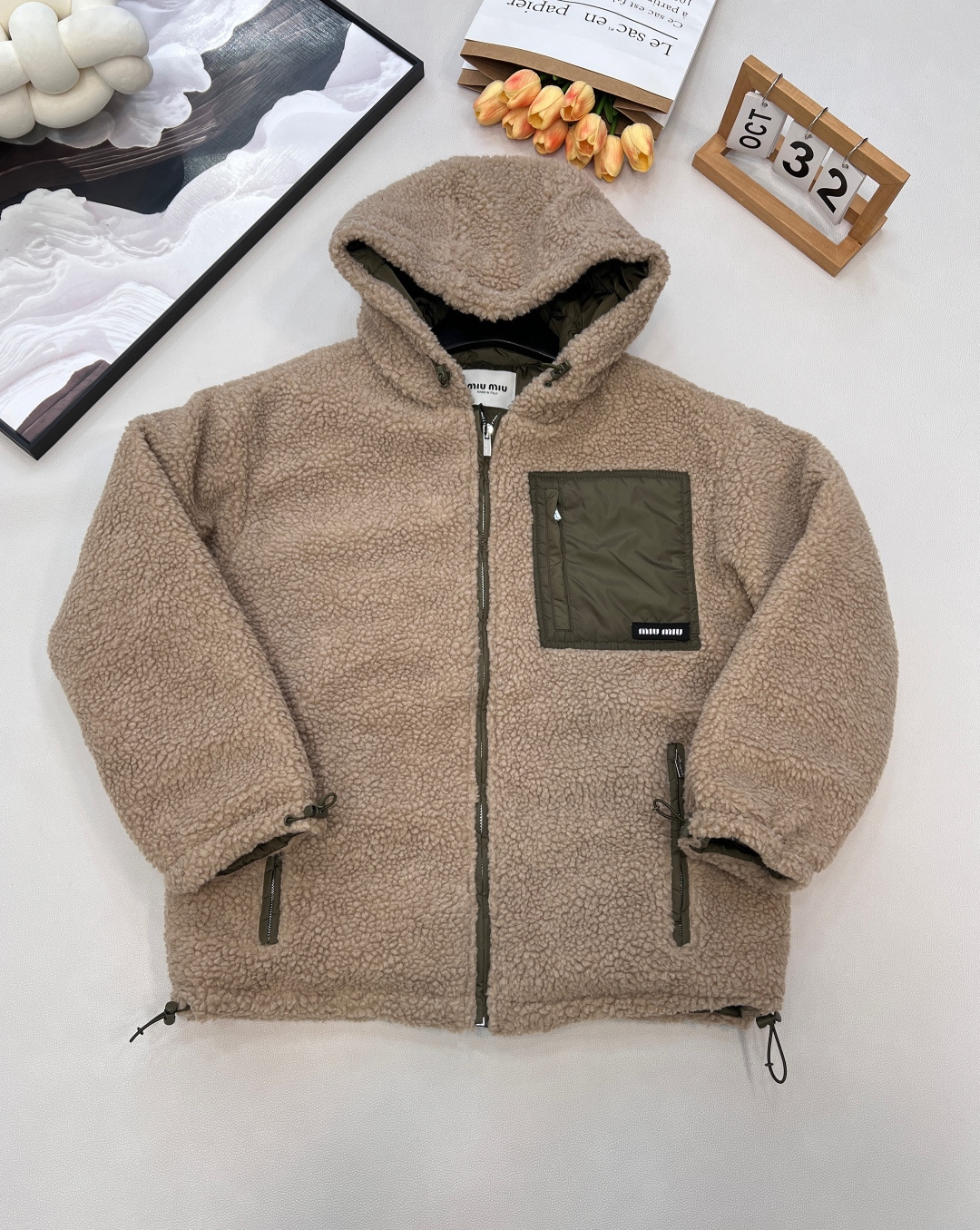 🆕MiuMiu25Fw秋冬新款拉链连帽泰迪羽绒服外套丨⚠独家yb开发！高版出品！以泰迪毛绒+哑光羽绒拼接