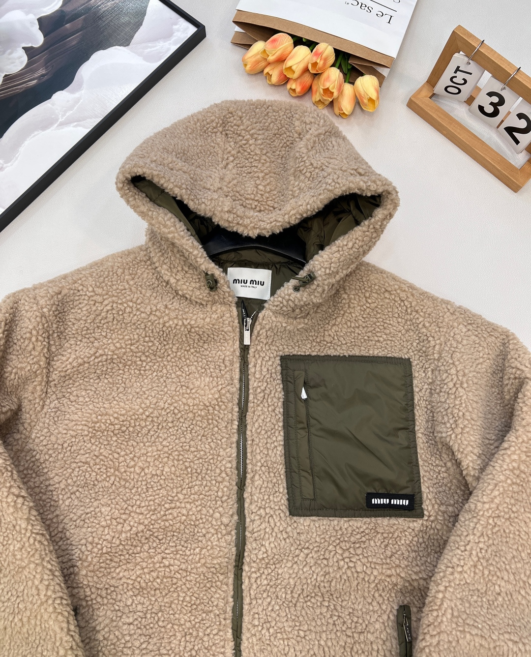 🆕MiuMiu25Fw秋冬新款拉链连帽泰迪羽绒服外套丨⚠独家yb开发！高版出品！以泰迪毛绒+哑光羽绒拼接