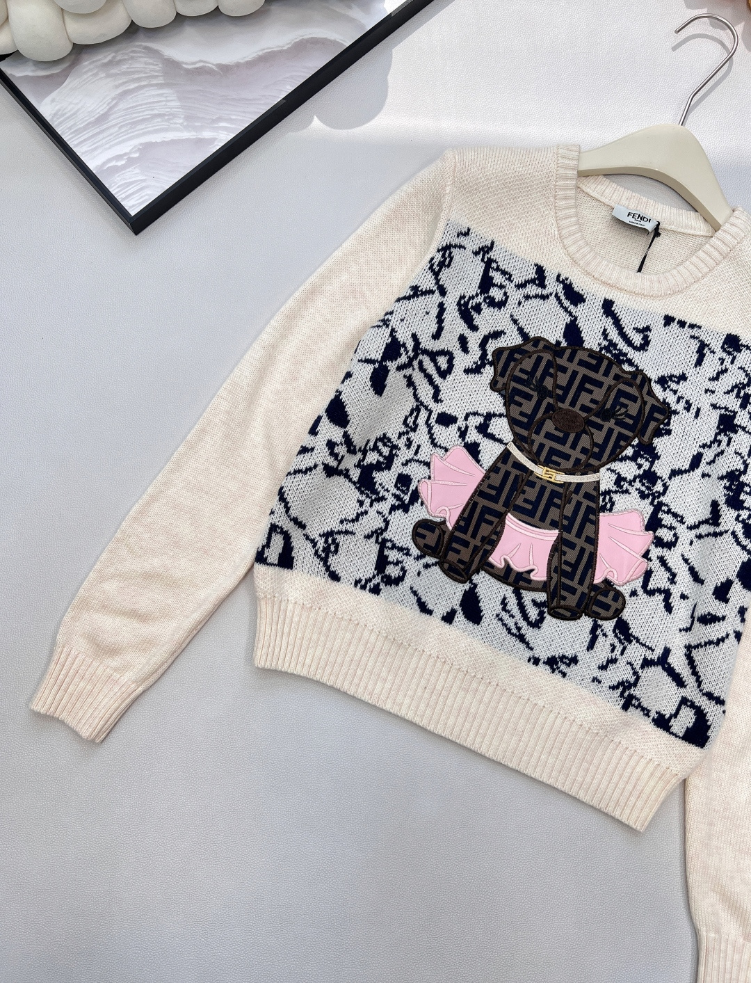 🆕FENDI新款小狗贴片刺绣长袖针织，意大利奢侈品牌芬迪的经典基因邂逅萌趣小狗元素，便诞生了这件极具辨识