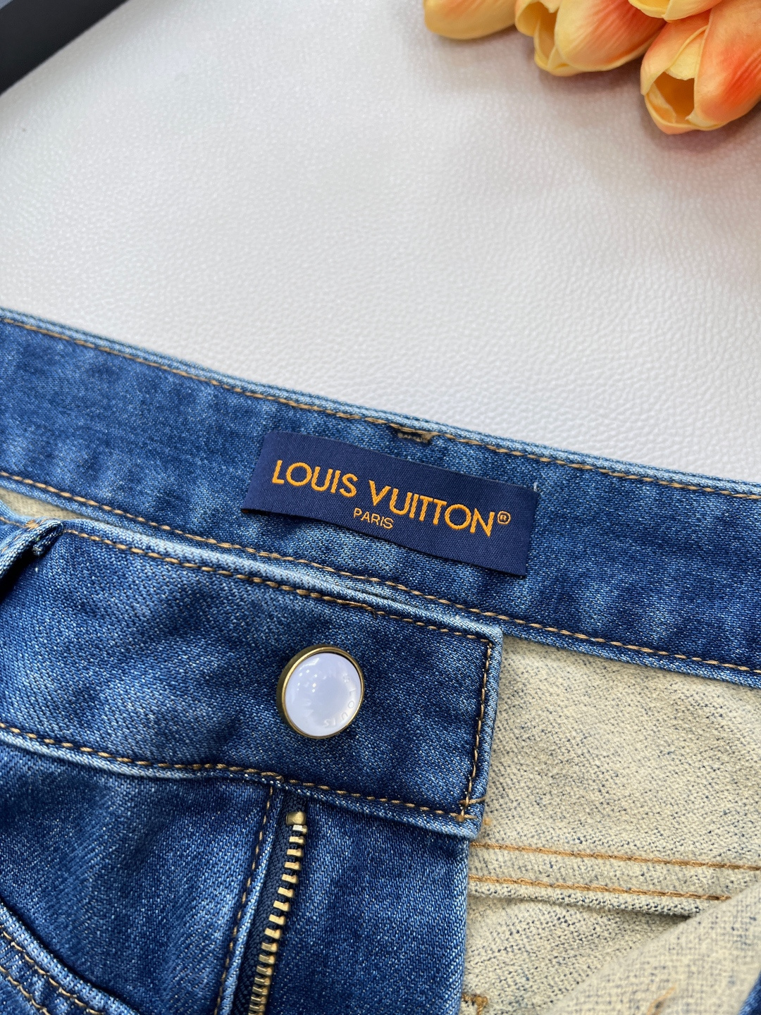 🆕Louis Vuitton25FW秋冬新款口袋阴影字母抓毛直筒牛仔裤丨⚠独家版出品！中度水洗牛仔布做了