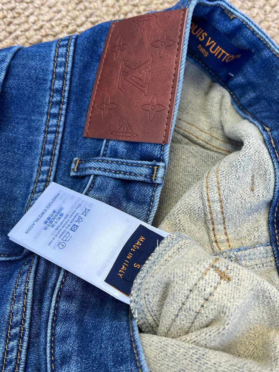 🆕Louis Vuitton25FW秋冬新款口袋阴影字母抓毛直筒牛仔裤丨⚠独家版出品！中度水洗牛仔布做了