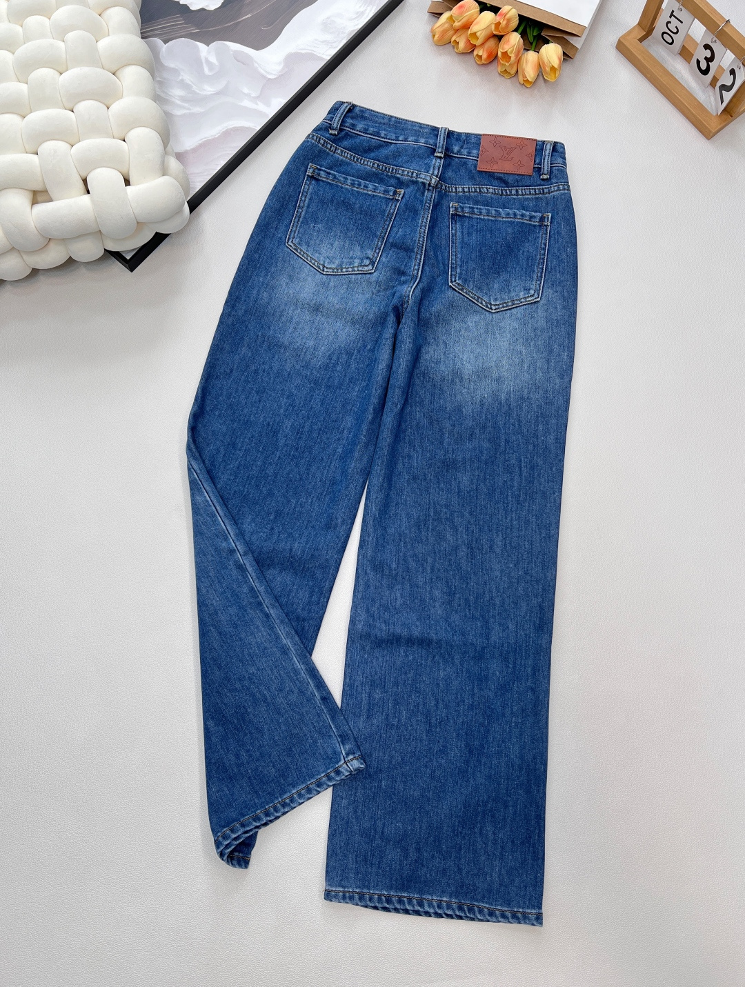 🆕Louis Vuitton25FW秋冬新款口袋阴影字母抓毛直筒牛仔裤丨⚠独家版出品！中度水洗牛仔布做了