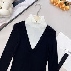 🆕Chanel2025新款撞色假两件针织上衣,定制YB羊毛纱线织造,亲肤舒适,柔软有质感,翻领针织长袖版 🆕Chanel2025新款撞色假两件针织上衣,定制YB羊毛纱线织造,亲肤舒适,柔软有质感,翻领针织长袖版