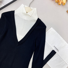 🆕Chanel2025新款撞色假两件针织上衣,定制YB羊毛纱线织造,亲肤舒适,柔软有质感,翻领针织长袖版 🆕Chanel2025新款撞色假两件针织上衣,定制YB羊毛纱线织造,亲肤舒适,柔软有质感,翻领针织长袖版