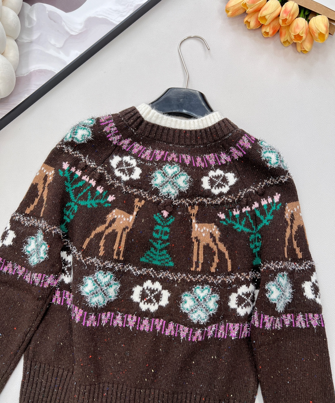 🆕Chanel2025新款重工钩花圆领套头毛衣，25coco圣诞🧑‍🎄滑雪🎿系列#定制YB羊绒针织材质，
