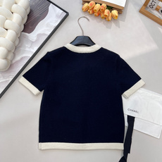 🆕Chanel2025新款撞色包边圆领针织短袖,定制YB羊绒纱线织造,密度细针织造,软糯质地,舒适亲肤, 🆕Chanel2025新款撞色包边圆领针织短袖,定制YB羊绒纱线织造,密度细针织造,软糯质地,舒适亲肤,