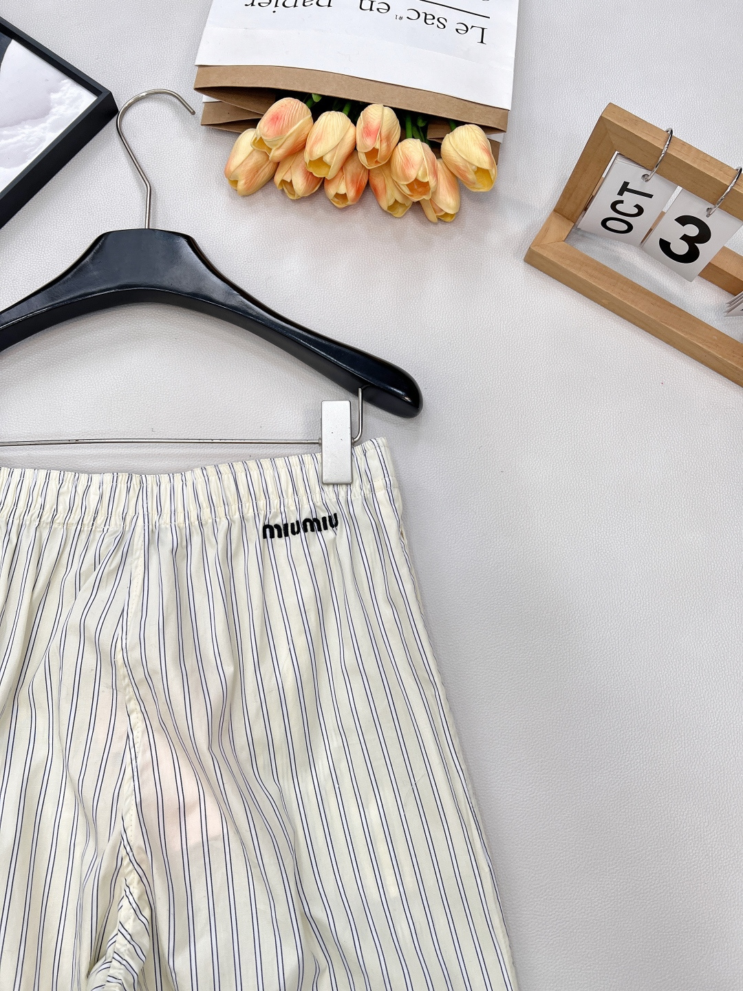 🆕Miumiu2025新款全棉条纹长裤，定制YB进口棉府绸材质，质感光泽高级，垂顺有型，直筒长裤版型，立