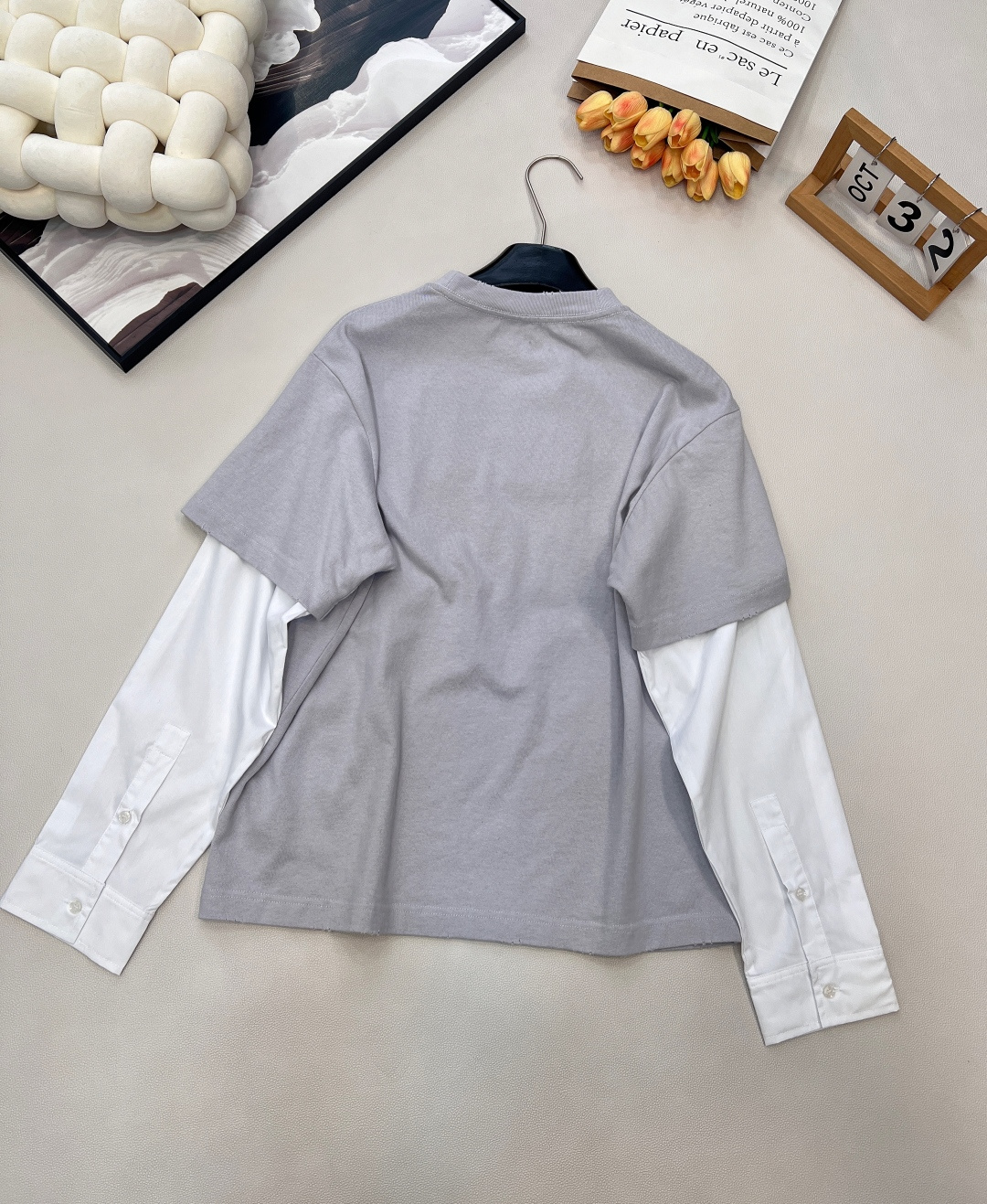 🆕Acne studios2025新款假两件撞色全棉长袖定制YB斜纹全棉材质，透气舒适，质感十足，假两件