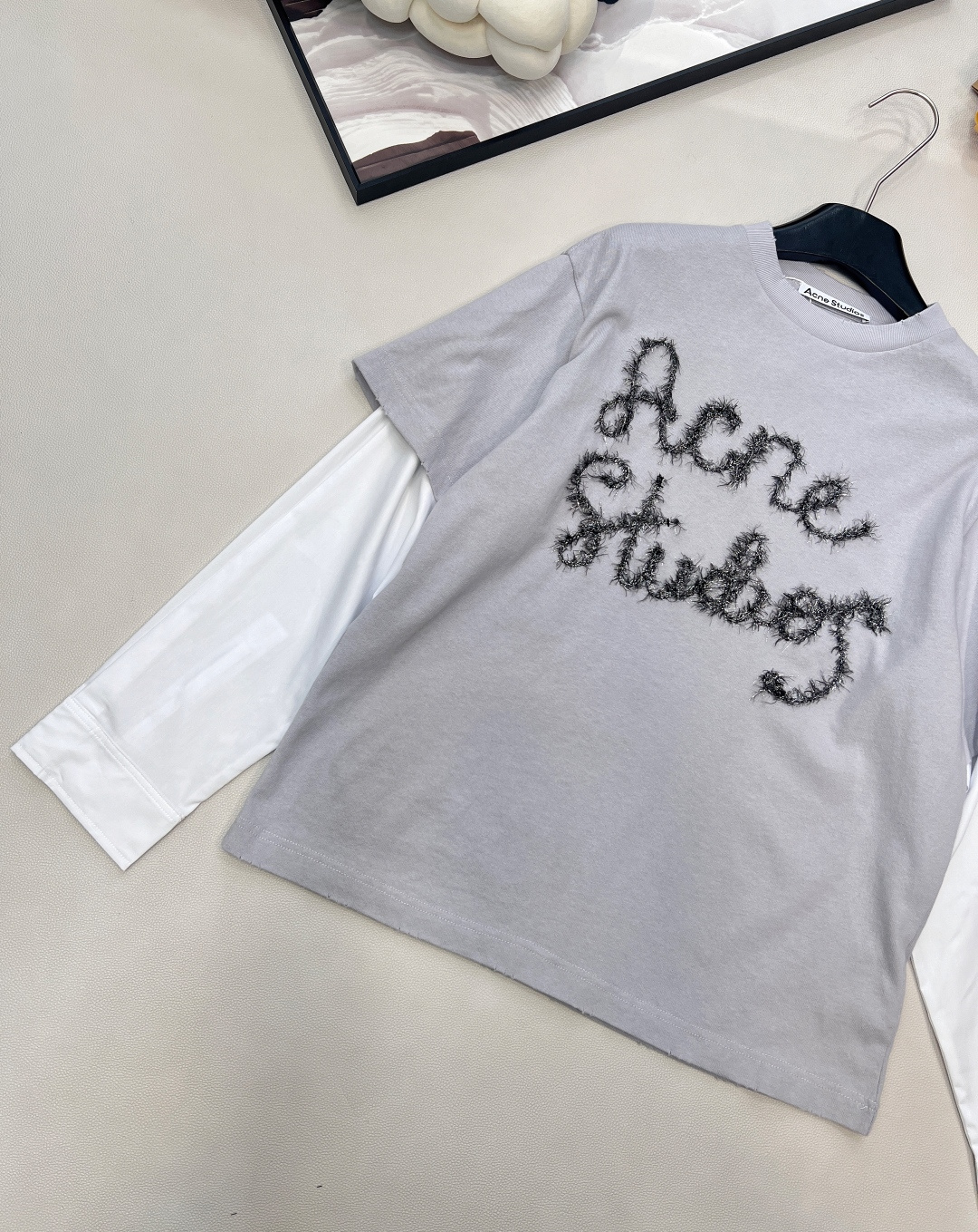 🆕Acne studios2025新款假两件撞色全棉长袖定制YB斜纹全棉材质，透气舒适，质感十足，假两件