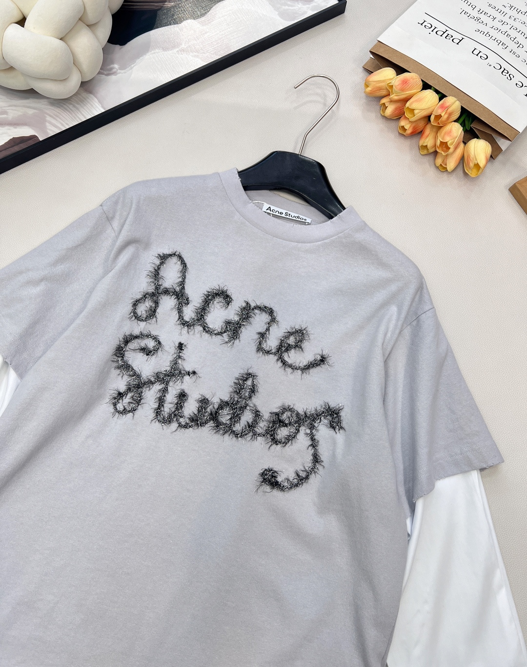 🆕Acne studios2025新款假两件撞色全棉长袖定制YB斜纹全棉材质，透气舒适，质感十足，假两件