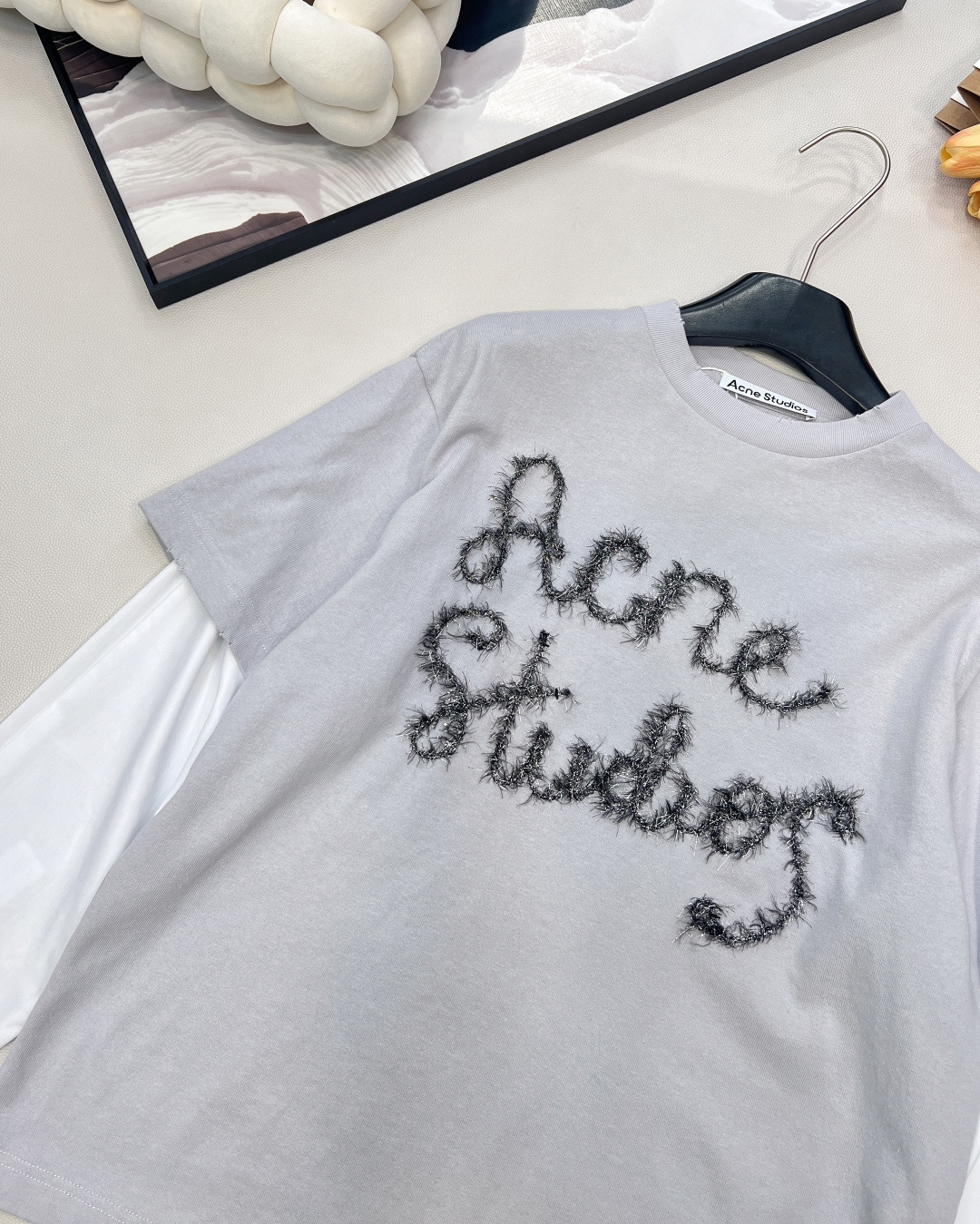 🆕Acne studios2025新款假两件撞色全棉长袖定制YB斜纹全棉材质，透气舒适，质感十足，假两件