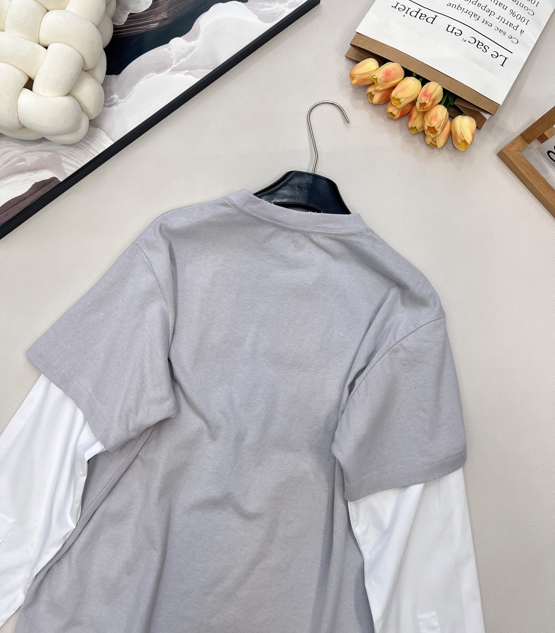 🆕Acne studios2025新款假两件撞色全棉长袖定制YB斜纹全棉材质，透气舒适，质感十足，假两件