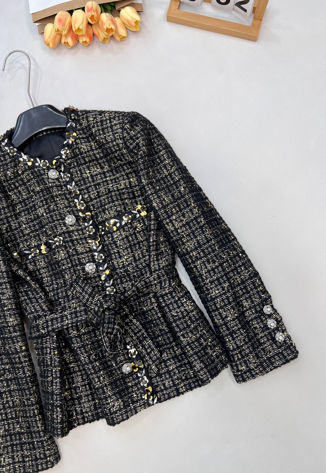 🆕Chanel2025新款圆领洋装钉珠亮片捆边外套定制YB进口粗纺羊毛呢材质 质感高级 品相十足 圆领洋