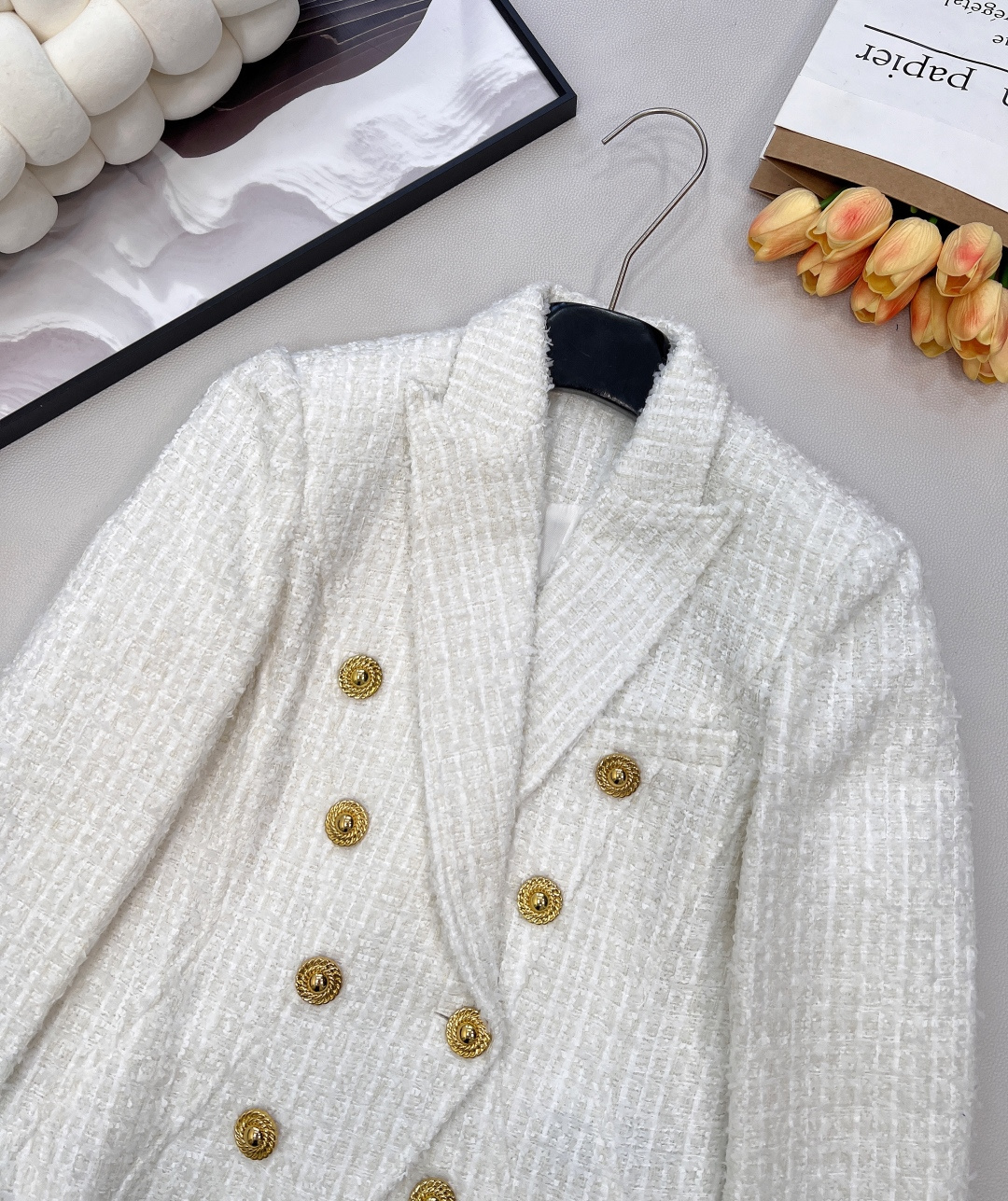 🆕BALMAIN秋冬新款金扣修身短款花呢夹克外套丨⚠独家高版出品！👏上身就是妥妥的韩剧财阀千金配色 低调