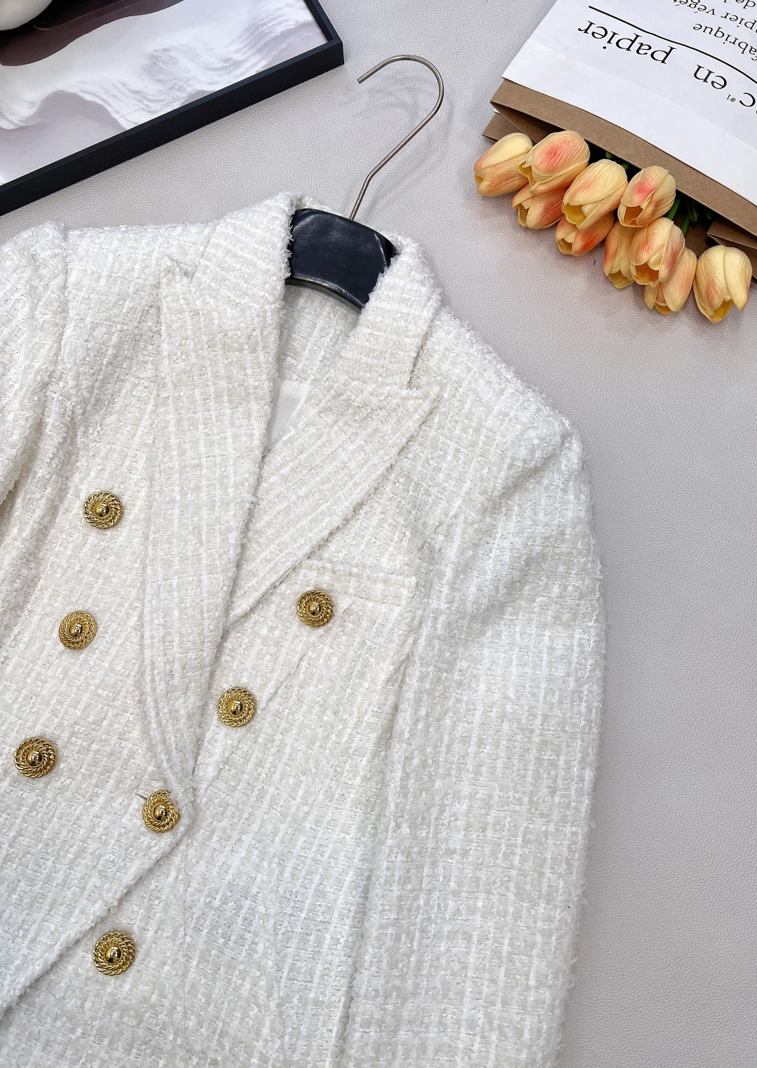 🆕BALMAIN秋冬新款金扣修身短款花呢夹克外套丨⚠独家高版出品！👏上身就是妥妥的韩剧财阀千金配色 低调