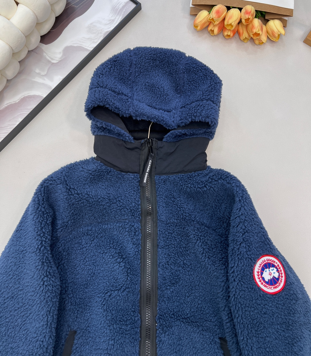 🆕 CANADA GOOSE 加拿大鹅 Simcoe拼接羊羔绒外套连帽毛羔又乖又萌 手臂定制刺绣章仔 既