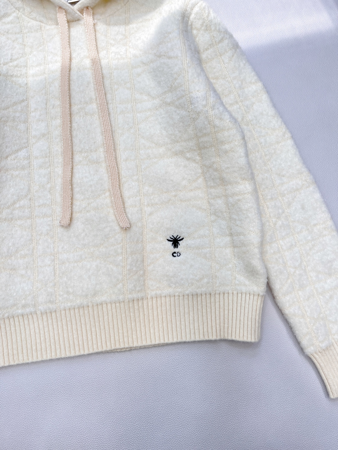 🆕Dior 2025新款小蜜蜂刺绣连帽针织长袖上衣，软乎乎毛绒质感，如云朵般贴肤，自穿即享暖意包裹，是秋