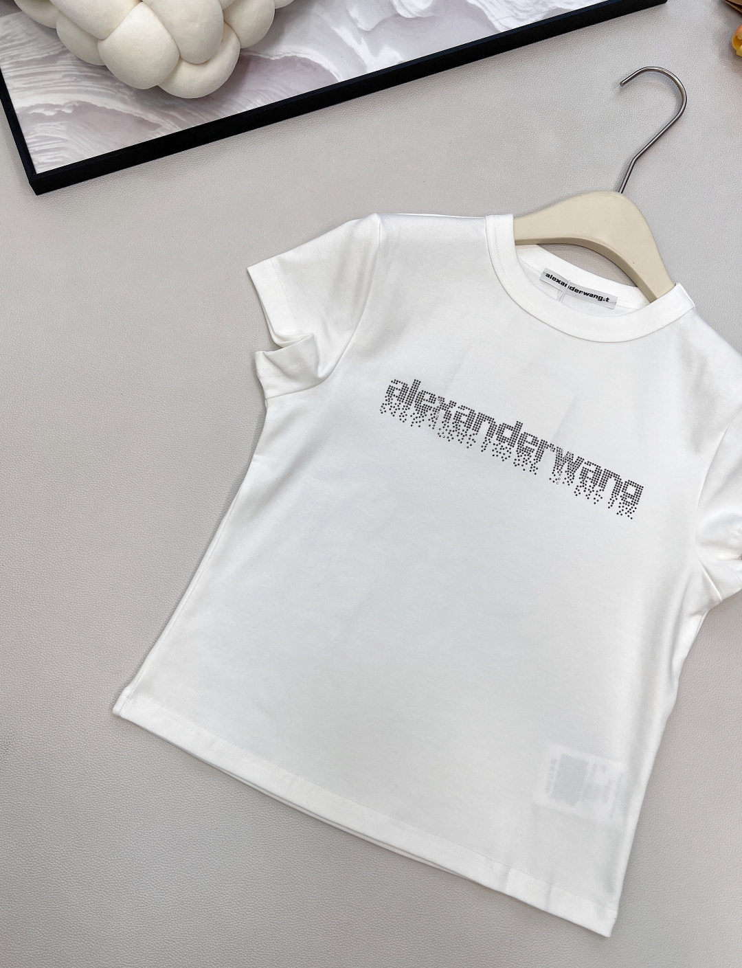🆕Alexander Wang26SS春夏新款字母烫钻弹力休闲潮流短袖T恤▪️高品质弹力软糯面料，弹力很
