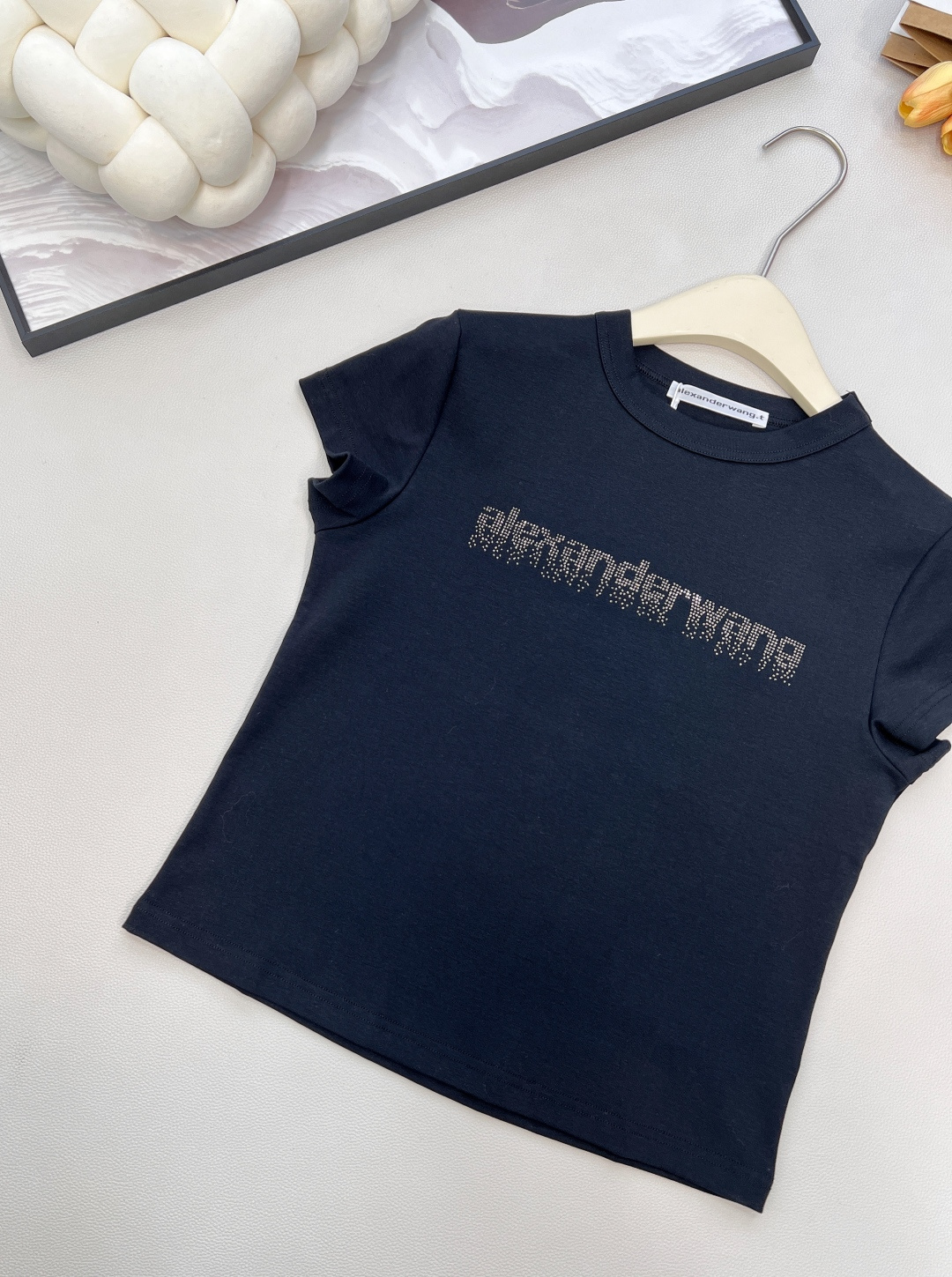 🆕Alexander Wang26SS春夏新款字母烫钻弹力休闲潮流短袖T恤▪️高品质弹力软糯面料，弹力很