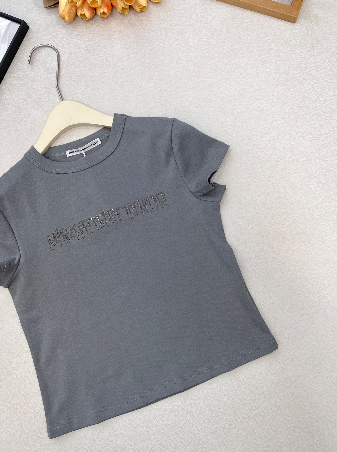 🆕Alexander Wang26SS春夏新款字母烫钻弹力休闲潮流短袖T恤▪️高品质弹力软糯面料，弹力很