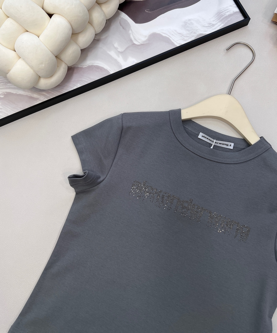 🆕Alexander Wang26SS春夏新款字母烫钻弹力休闲潮流短袖T恤▪️高品质弹力软糯面料，弹力很