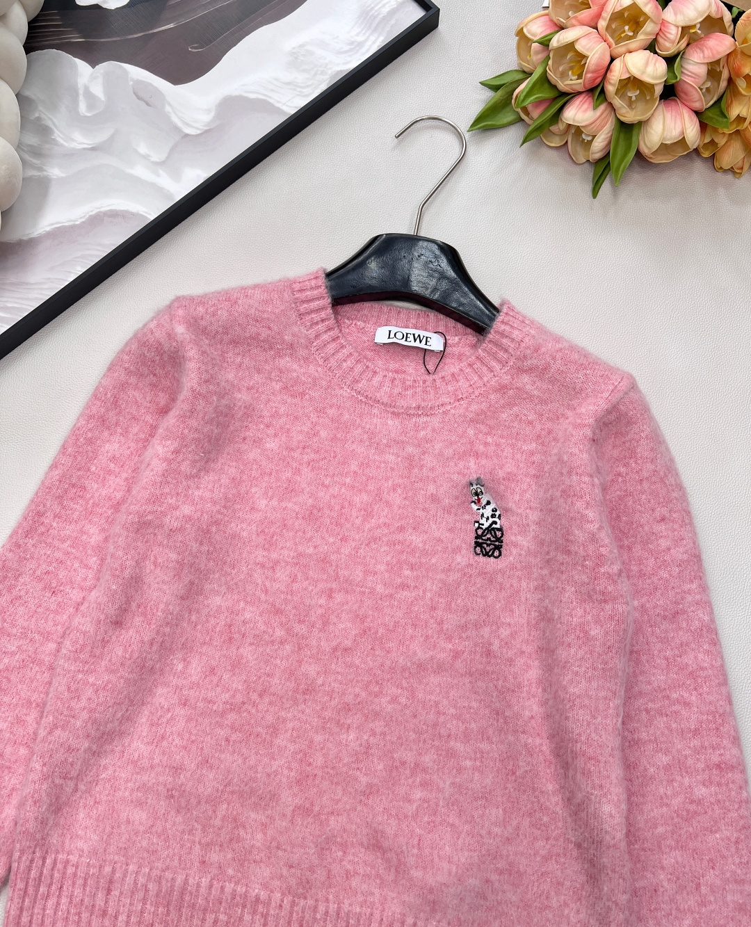 🆕Loewe2025新款刺绣机器猫针织毛，Loew✖️Louis wain联名系列#定制YB羊毛纱线织造