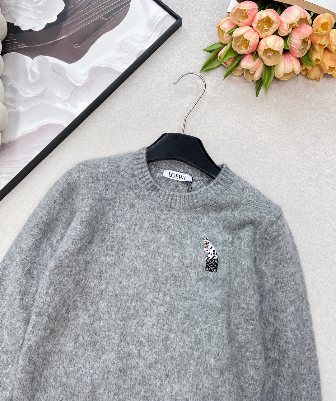 🆕Loewe2025新款刺绣机器猫针织毛，Loew✖️Louis wain联名系列#定制YB羊毛纱线织造