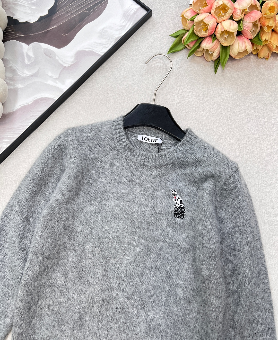 🆕Loewe2025新款刺绣机器猫针织毛，Loew✖️Louis wain联名系列#定制YB羊毛纱线织造