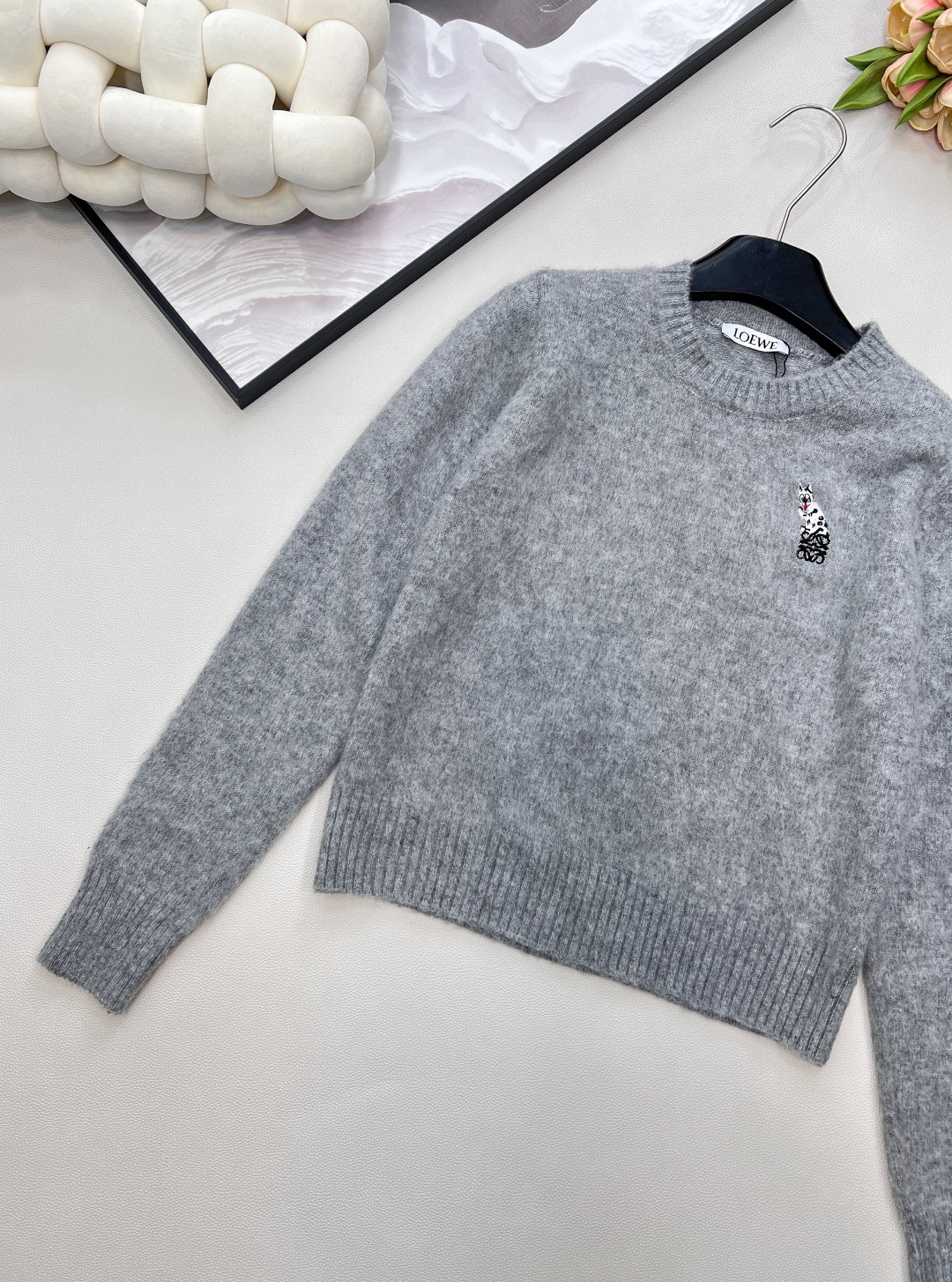 🆕Loewe2025新款刺绣机器猫针织毛，Loew✖️Louis wain联名系列#定制YB羊毛纱线织造