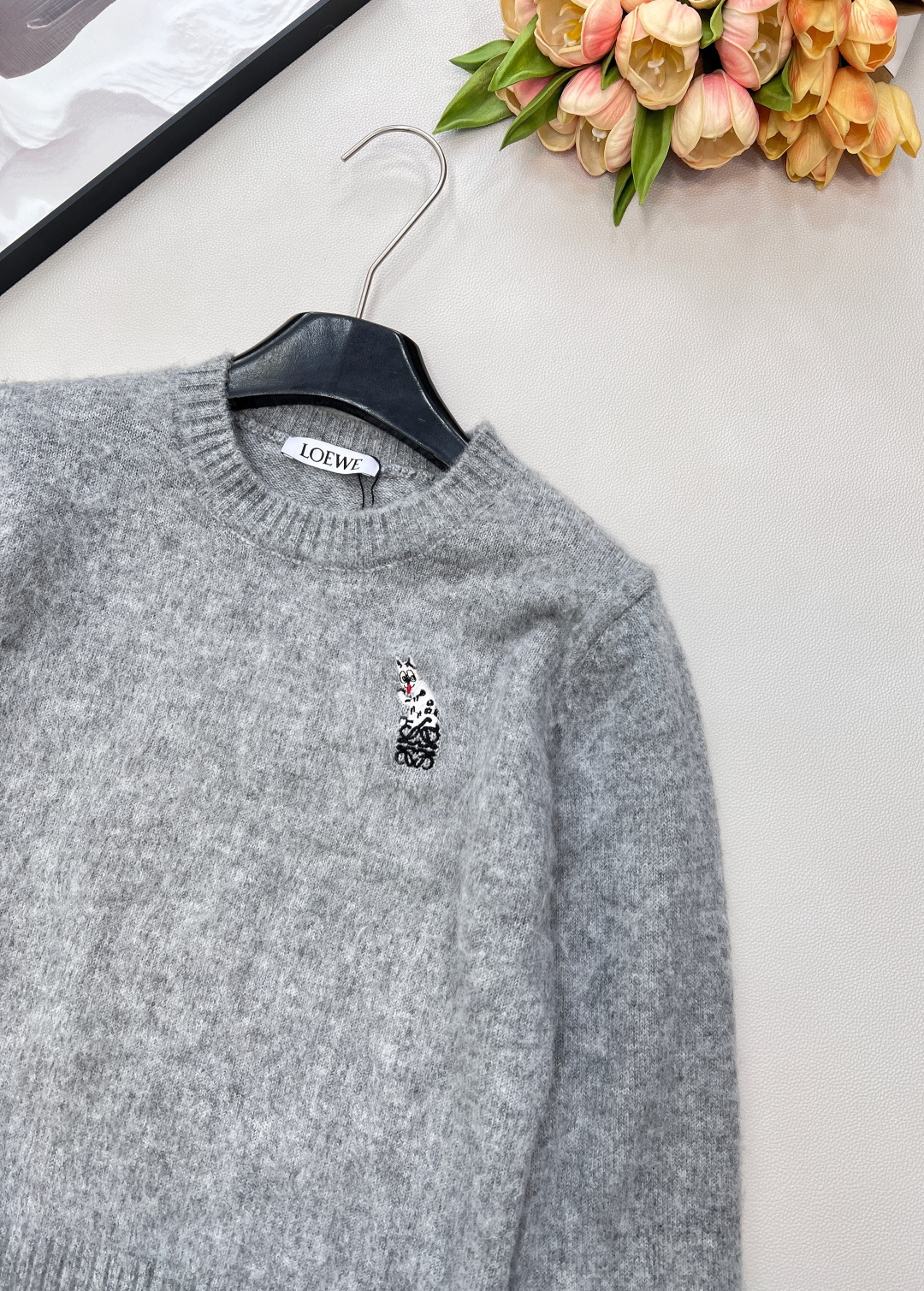 🆕Loewe2025新款刺绣机器猫针织毛，Loew✖️Louis wain联名系列#定制YB羊毛纱线织造