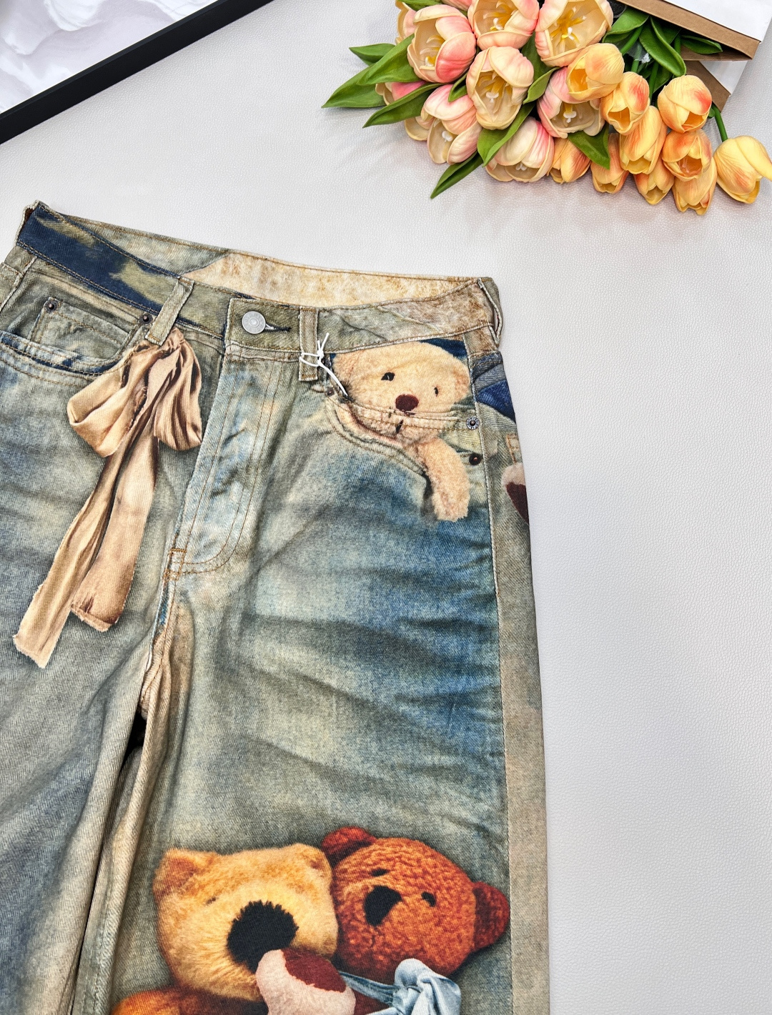 🆕2025秋冬新款Acne Studio*3D打印3D泰迪熊牛仔长裤 ，AC年度裤王上身，1981的版型